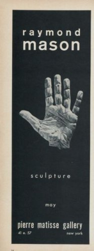 Sculptor Raymond Mason Vintage 1968 Art Exhibition Ad Publicite Advert Pierre Matisse Gallery, NY