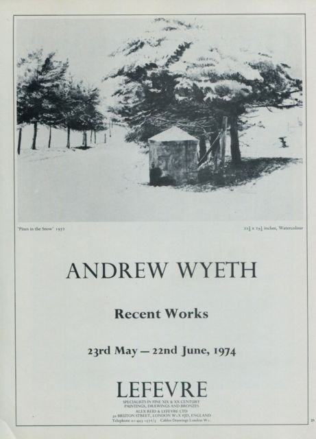 Andrew Wyeth Pines in the Snow Vintage 1974 Art Exhibition Ad Publicite Advert