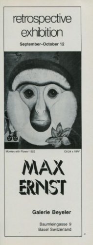 Max Ernst Monkey with Flower 1974 Art Exhibition Ad Publicite Galerie Beyeler Basel Switzerland