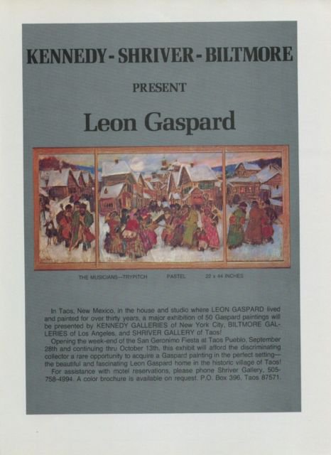Leon Gaspard Vintage 1974 Art Exhibition Ad Publicite Advert Kennedy Galleries, NY