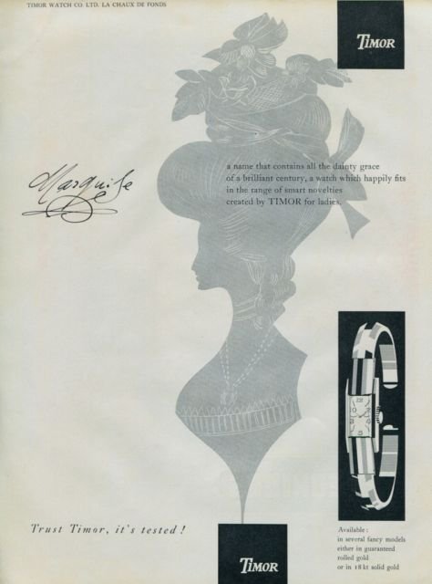 1957 Timor Watch Company La Chaux-de-Fonds Switzerland Swiss Print Ad Suisse Publicite Montres