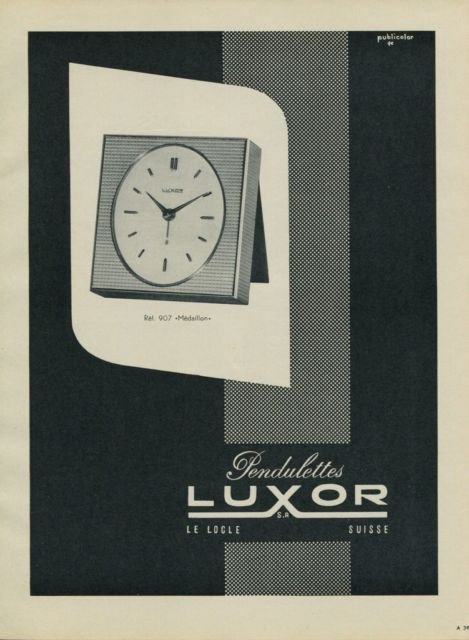 1955 Luxor S.A. Le Locle Switzerland Swiss Print Ad Suisse Publicite Luxor Clock Co