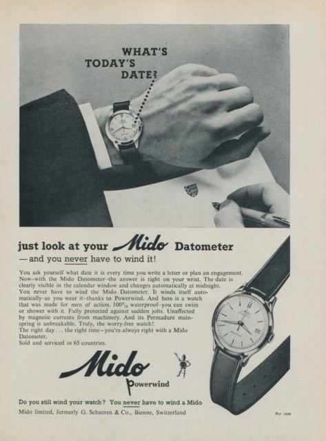 1958 Mido Mido Datometer Watch Advert Publicite Suisse Swiss Print Ad Switzerland Mido Watch Co