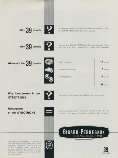 1958 Girard-Perregaux Watch Company Switzerland Swiss Print Ad Suisse Publicite Montres Schweiz