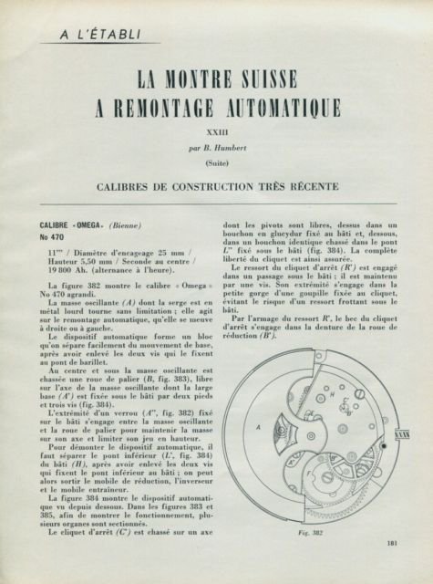 Omega Watch Company 1957 Omega Calibre No. 470 + No. 455 La Montre Suisse A Remontage Automatique