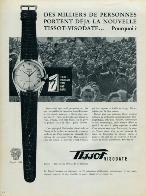 1957 Tissot Visodate Watch Advert Original 1950s Swiss Print Ad ...