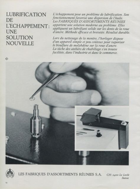Fabriques D'Assortiments Reunies S.A. Company 1971 Swiss Ad Suisse Advert Horology Horlogerie