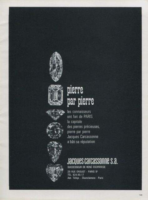 1971 Jeweler Jacques Carcassonne Company Paris France 1971 Swiss Ad Publicite Suisse Advert