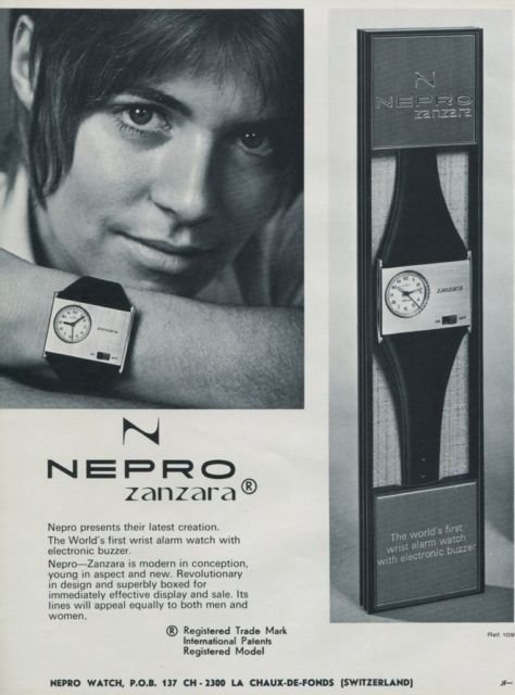 1971 Nepro Watch Company Nepro Zanzara Advert 1971 Swiss Ad Suisse Advert Horlogerie Horology