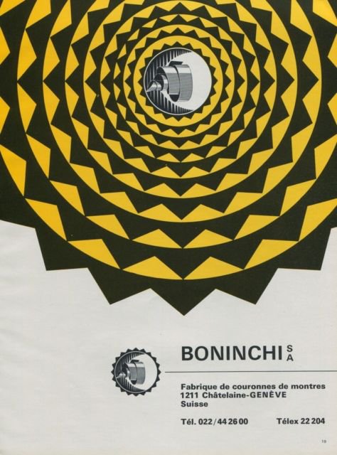 Boninchi S.A. Company Geneva Switzerland Vintage 1971 Swiss Ad Suisse Advert Horlogerie Horology