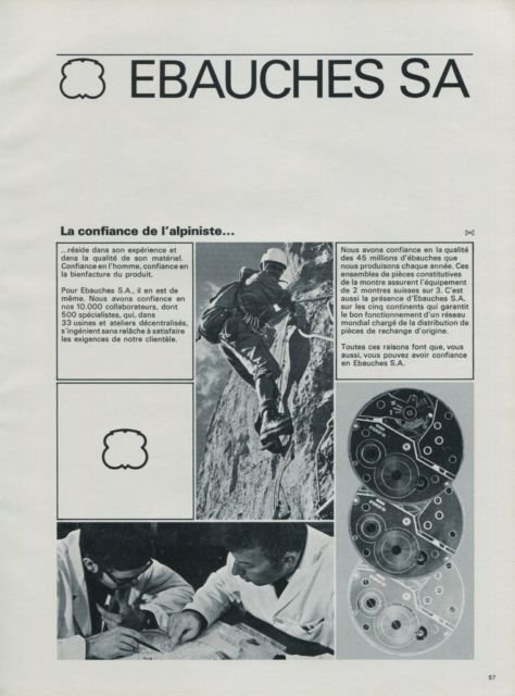 Ebauches S.A. Vintage 1971 Swiss Ad Publicite Suisse Advert Horlogerie Horology