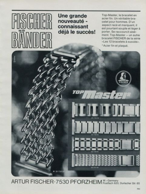 Artur Fischer Bander Company Vintage 1971 Swiss Print Ad Publicite Suisse Advert Horology Horlogerie