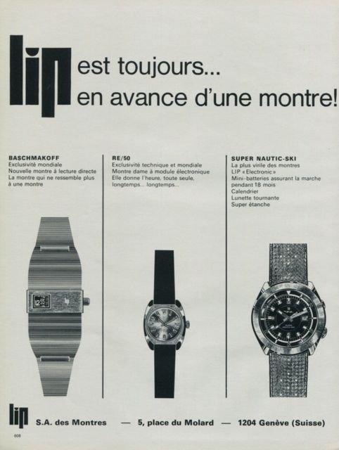 1971 Lip CH Watch Company Geneva Switzerland Vintage 1971 Swiss Advert Publicite Suisse Montres