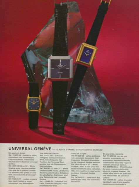 1975 Universal Geneve Watch Company Vintage 1975 Swiss Ad Suisse Advert Horology Horlogerie