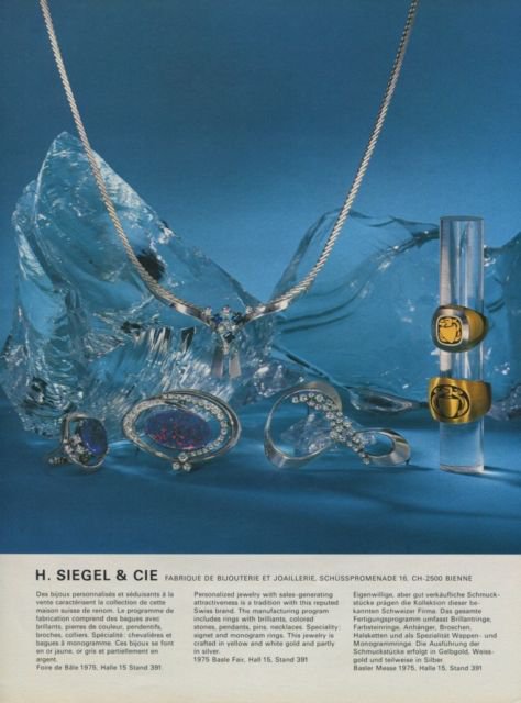 1975 Jeweler H Siegel & Cie Bienne Switzerland Swiss Print Ad Publicite Suisse Original Advertising