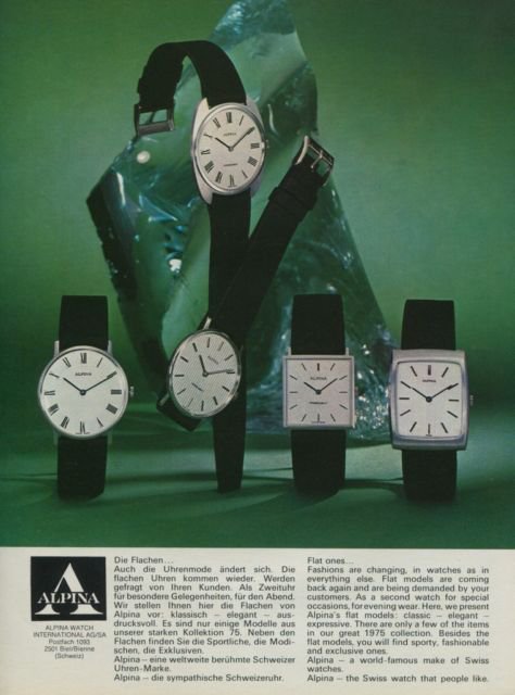 Alpina Watch Company Switzerland Vintage 1975 Swiss Ad Advert Suisse Schweiz