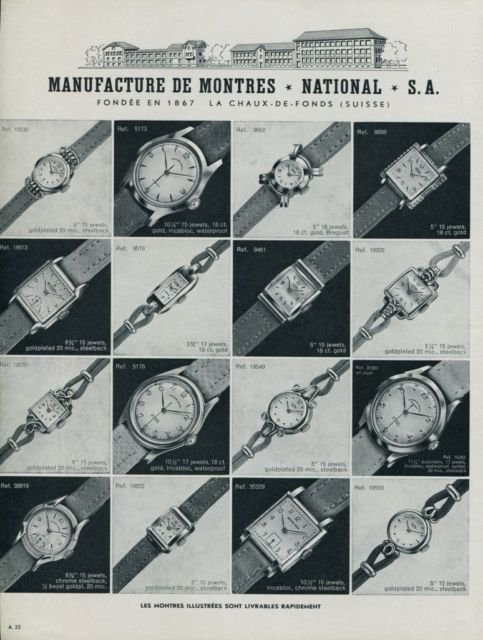 1955 National Watch Company Switzerland Vintage 1955 Swiss Ad Suisse Advert Horology Horlogerie