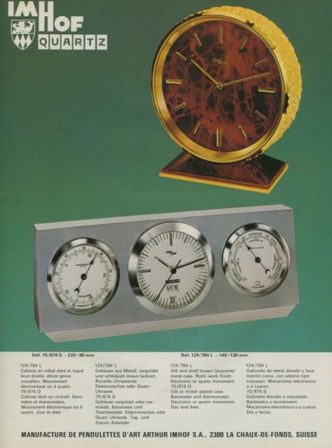 Imhof Clock Company Switzerland Arthur Imhof Vintage 1975 Swiss Ad Suisse Advert