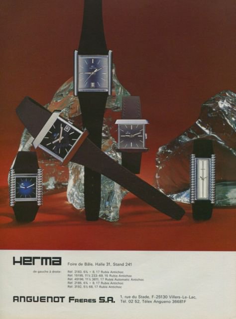 1975 Herma Watch Company Anguenot Freres SA 1975 Swiss Ad Suisse Advert Horlogerie Horology
