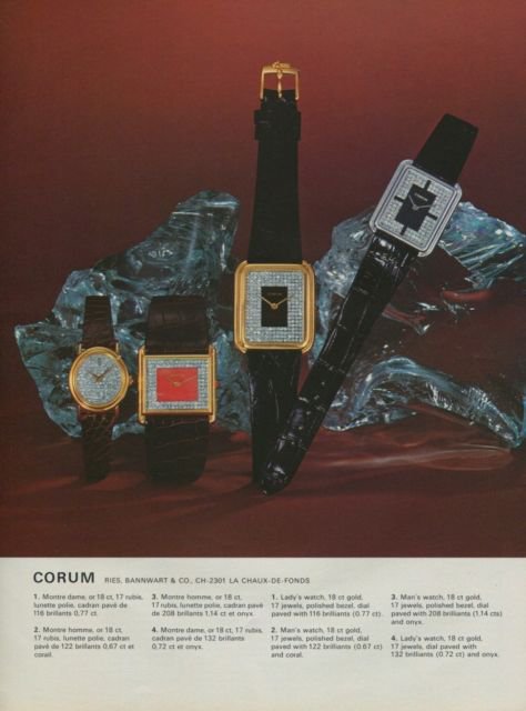 Corum Watch Company Ries, Bannwart & Co 1975 Swiss Ad Suisse Advert Horlogerie