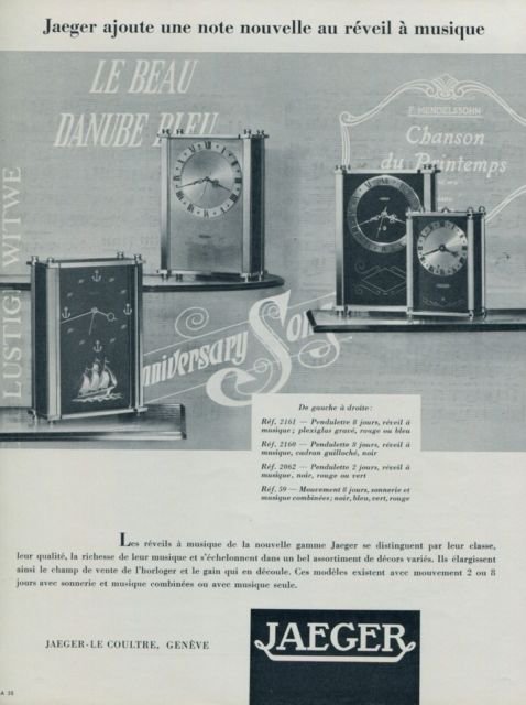 1955 Jaeger-LeCoultre Clock Company Geneva Switzerland Vintage 1955 Swiss Ad Suisse Advert