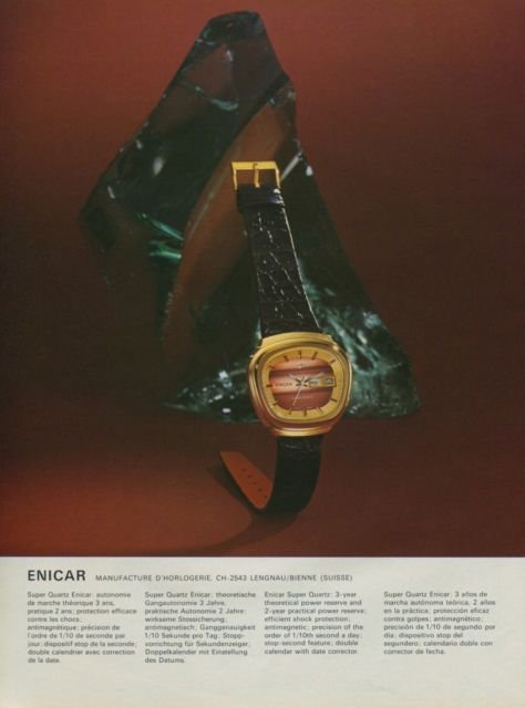 Enicar Watch Company Switzerland Vintage 1975 Swiss Ad Suisse Advert Horlogerie