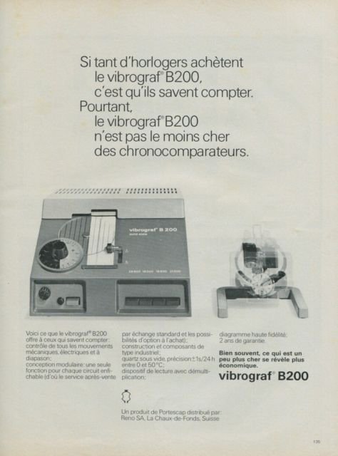 1975 Vibrograf Portescap Company Vintage 1975 Swiss Ad Suisse Advert Horology Horlogerie