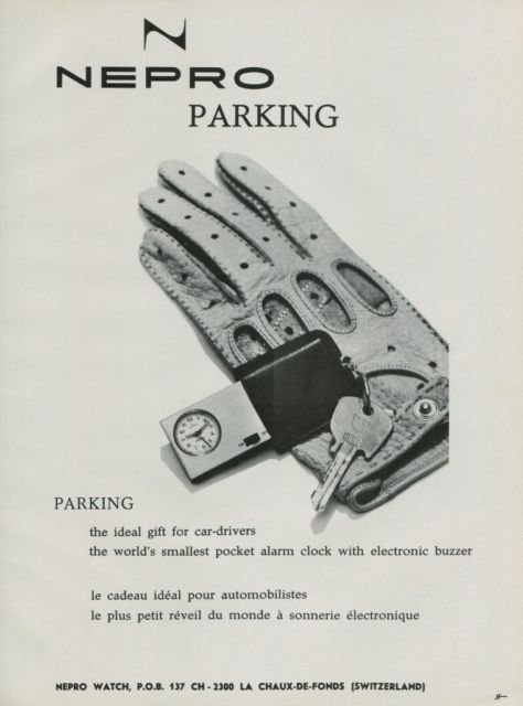 1971 Nepro Watch Company Switzerland Nepro Parking Advert 1971 Swiss Ad Suisse Advert