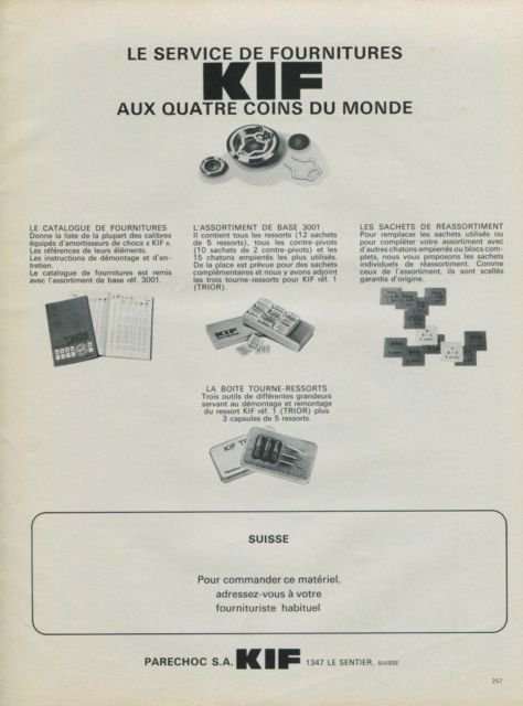1975 KIF Parechoc S.A. Company Vintage 1975 Swiss Ad Suisse Advert Horlogerie Horology