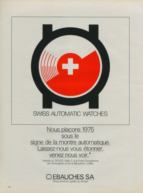 Ebauches SA Switzerland Vintage 1975 Swiss Ad Suisse Advert Horlogerie Horology