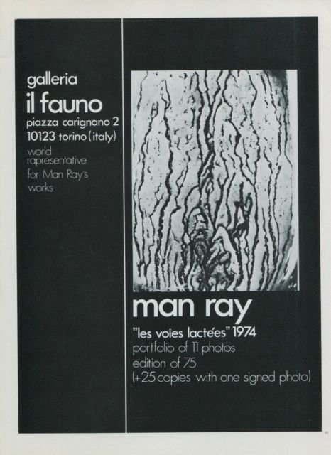 Man Ray Vintage 1974 Art Ad Galleria il Fauno Italy