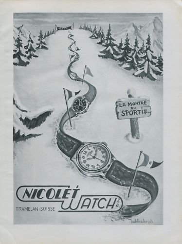 1946 Nicolet Watch Company Tramelan Switzerland Vintage 1946 Swiss Ad Suisse Advert