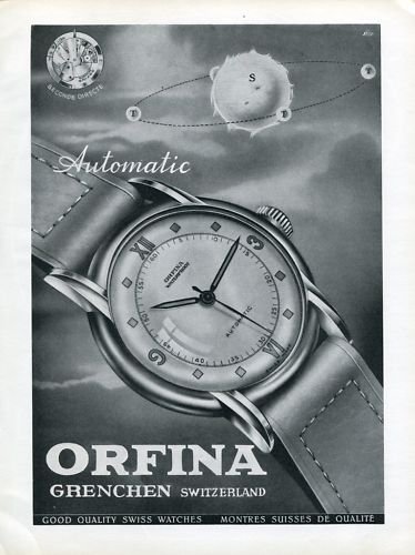 1946 Orfina Watch Company Grenchen Switzerland Vintage 1946 Swiss Ad Suisse Advert