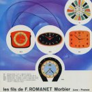 1960 Fils de F. Romanet Morbier Clock Company FFR Jura France 1960 Swiss Ad Suisse Advert
