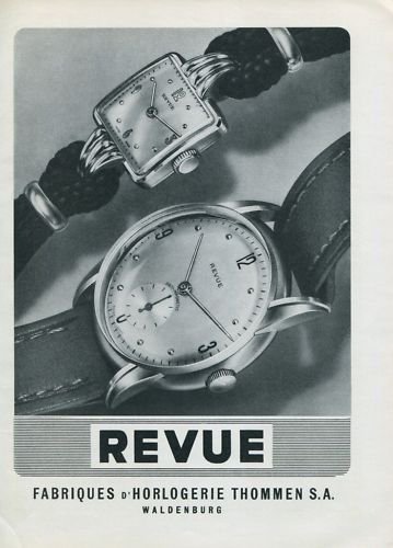 1946 Revue Watch Company Thommen S.A. Switzerland Vintage 1946 Swiss Ad Suisse Advert