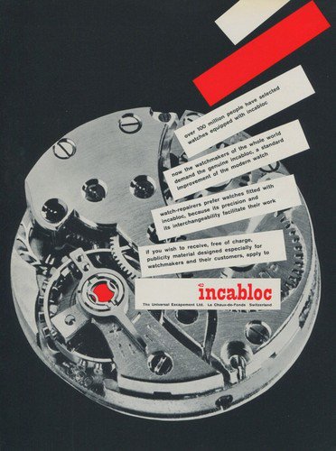 1957 Incabloc Universal Escapement Company Switzerland 1957 Swiss Ad Suisse Advert Horology