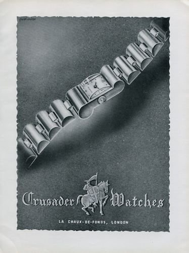 1946 Crusader Watch Company Vintage 1946 Swiss Ad Suisse Advert La Chaux-de-Fonds Switzerland