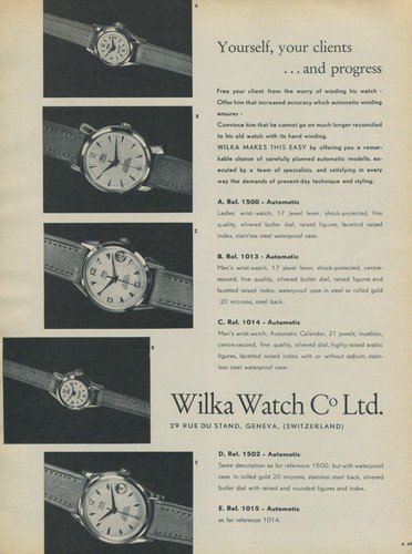 1957 Wilka Watch Company Geneva Switzerland Vintage 1957 Swiss Ad Suisse Advert