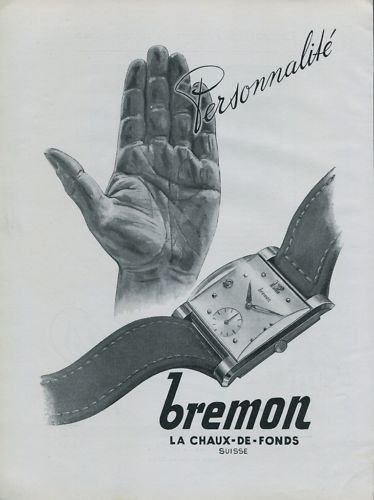 Bremon Watch Company Vintage 1946 Swiss Ad La Chaux-de-Fonds Switzerland Suisse