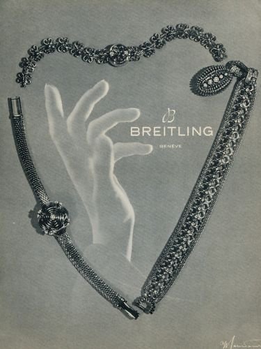 1953 Breitling Watch Company Geneva Switzerland Vintage 1950s Swiss Print Ad Suisse
