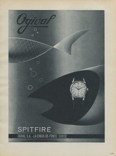 1957 Ogival Watch Company Ogival Spitfire Advert Vintage 1957 Swiss Ad Suisse Advert Horology