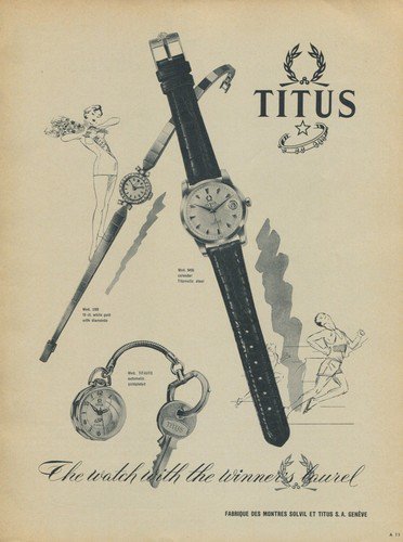 Titus Watch Company Switzerland 1957 Swiss Ad Geneva Geneve Suisse Advert