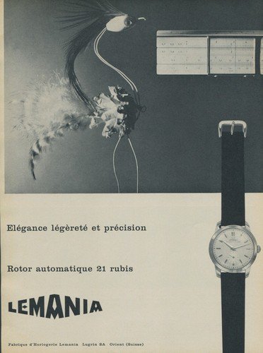 1957 Lemania Watch Company Lugrin SA Switzerland 1957 Swiss Ad Suisse Advert