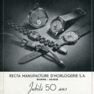 1946 Recta Watch Company Bienne Switzerland Vintage 1946 Swiss Ad Suisse Advert Horology Horlogerie