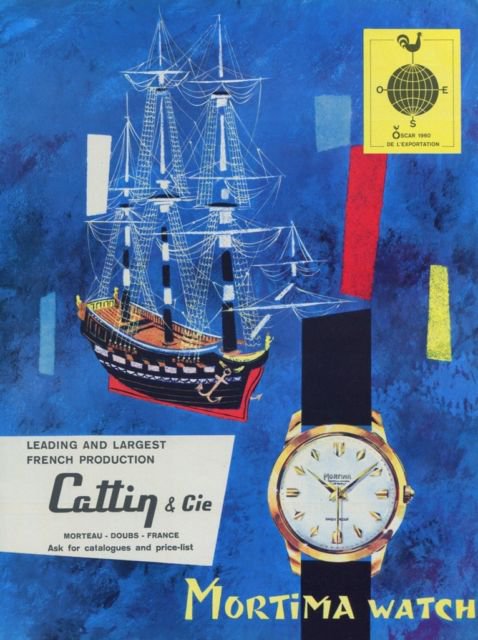 Mortima Watch Company Cattlin & Cie Watch Company France 1960 Swiss Ad Horology