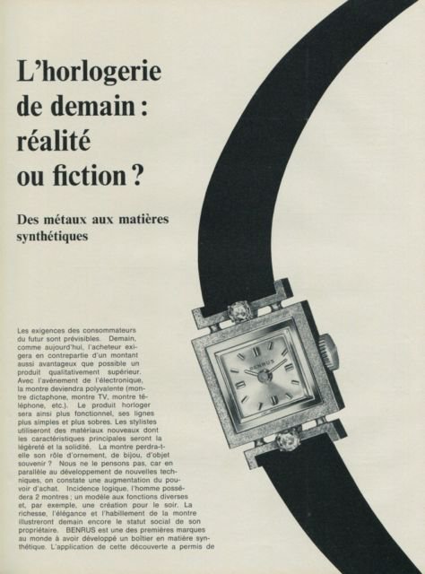 1968 Benrus Watch Company La Chaux-de-Fonds Switzerland Vintage 1968 Swiss Ad Suisse Advert