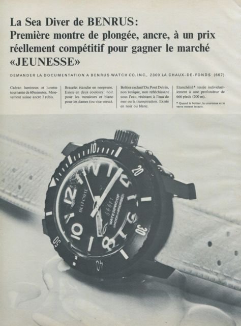 1967 Benrus Watch Company Benrus Sea Diver Advert Swiss Ad Suisse Advert Horlogerie Horology