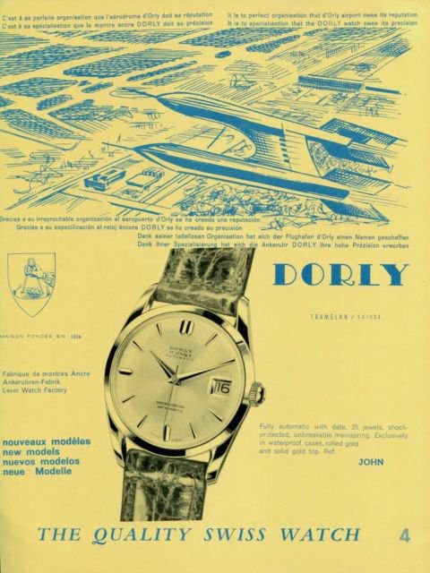Dorly Watch Company Switzerland d'Orly Vintage 1960 Swiss Ad Suisse Advert