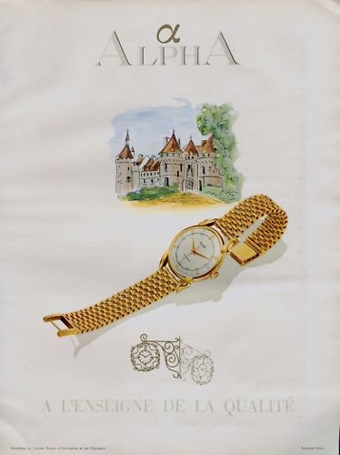 Alpha Watch Company Vintage 1946 Swiss Ad Switzerland Suisse Horlogerie Advert