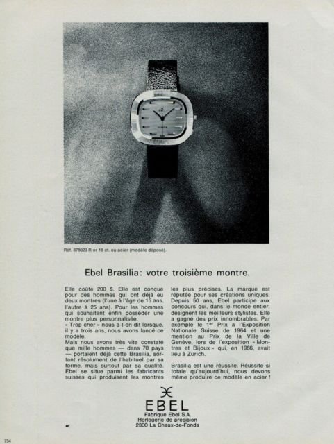 Ebel Watch Company Brasilia Vintage 1967 Swiss Ad Suisse Advert Horlogerie